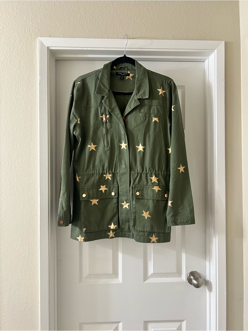 Romeo & Juliet Couture Olive Utility Jacket with Gold Stars